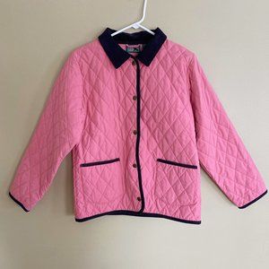 LL Bean pink corduroy girl quilted button jacket